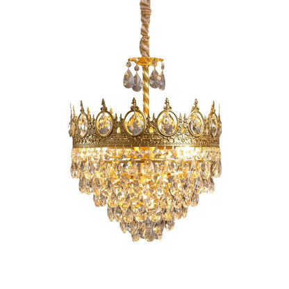 Traditional French Cone Iron Crystal 1/4/6 - Light Pendant Light For Living Room
