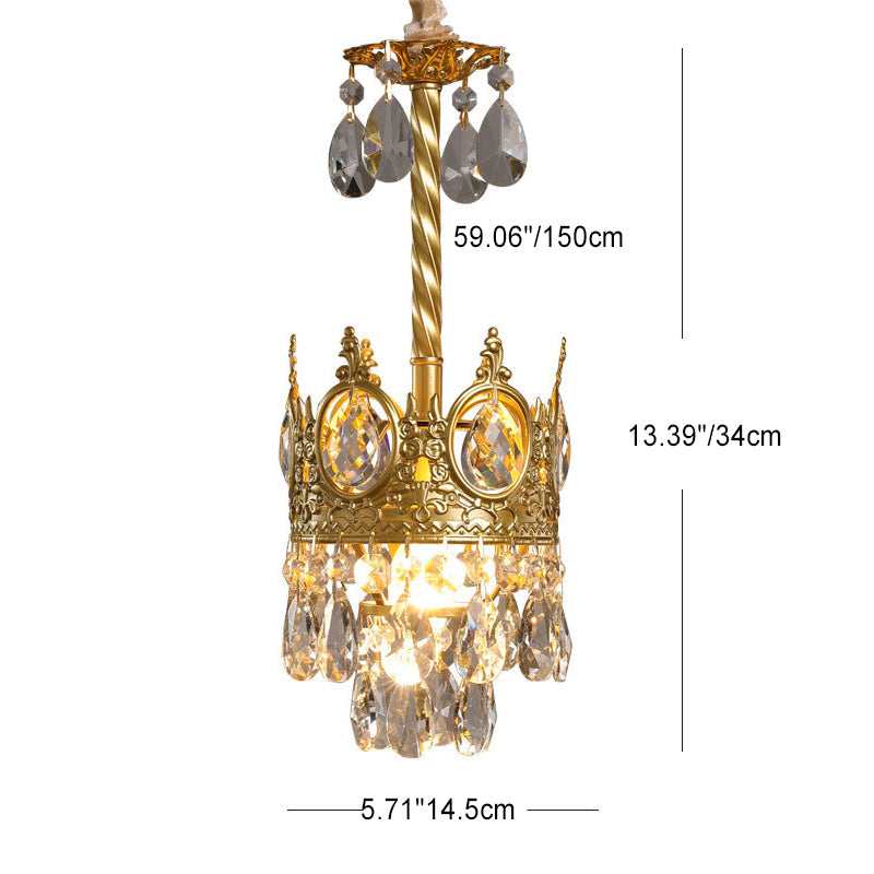 Traditional French Cone Iron Crystal 1/4/6 - Light Pendant Light For Living Room