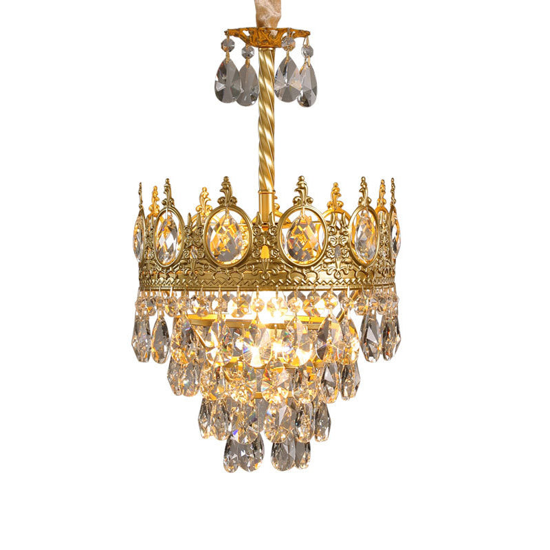 Traditional French Cone Iron Crystal 1/4/6 - Light Pendant Light For Living Room