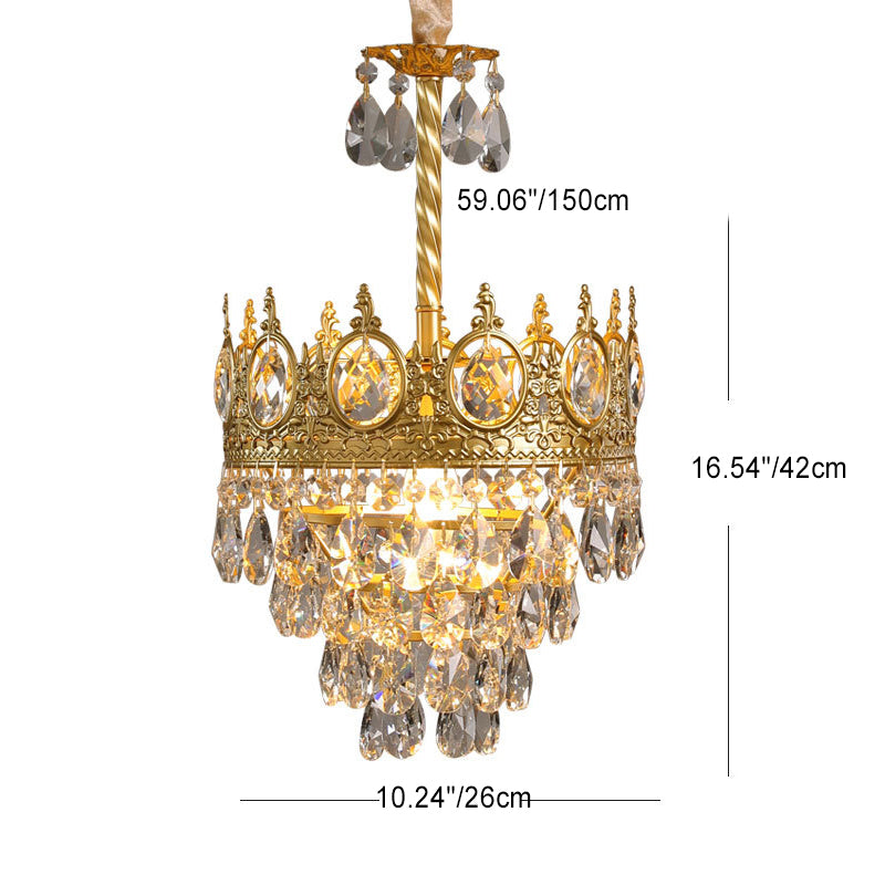 Traditional French Cone Iron Crystal 1/4/6 - Light Pendant Light For Living Room