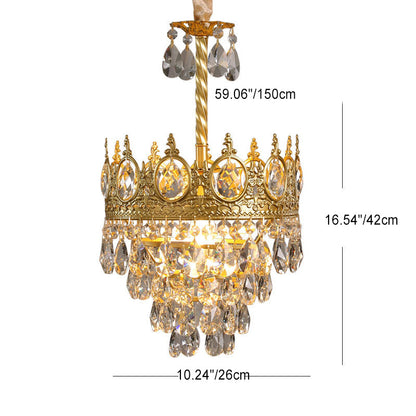 Traditional French Cone Iron Crystal 1/4/6 - Light Pendant Light For Living Room