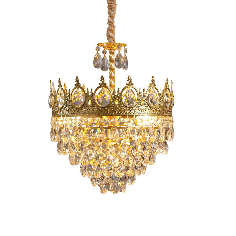 Traditional French Cone Iron Crystal 1/4/6 - Light Pendant Light For Living Room