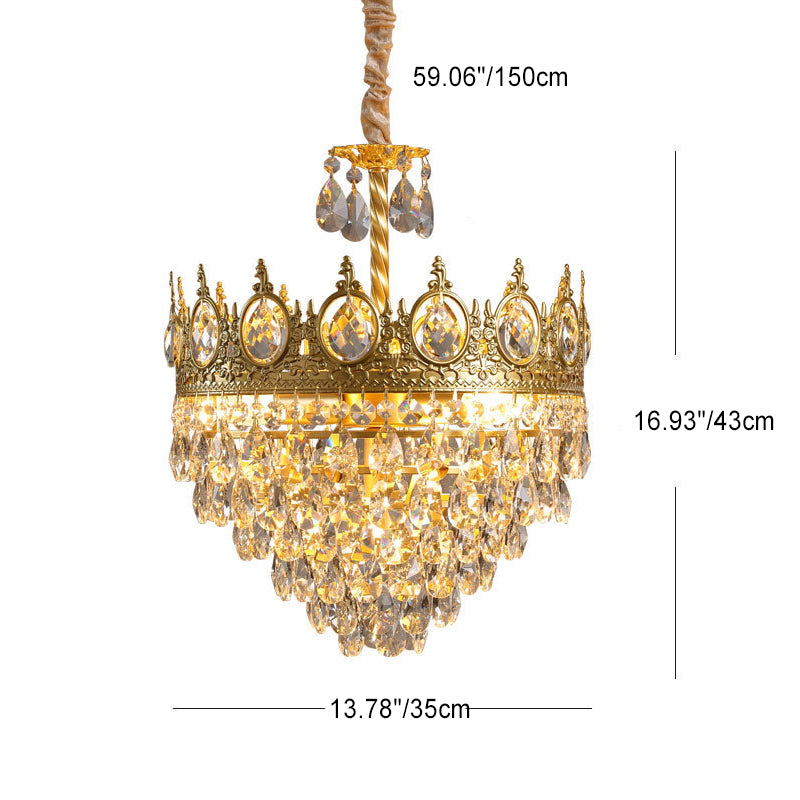 Traditional French Cone Iron Crystal 1/4/6 - Light Pendant Light For Living Room
