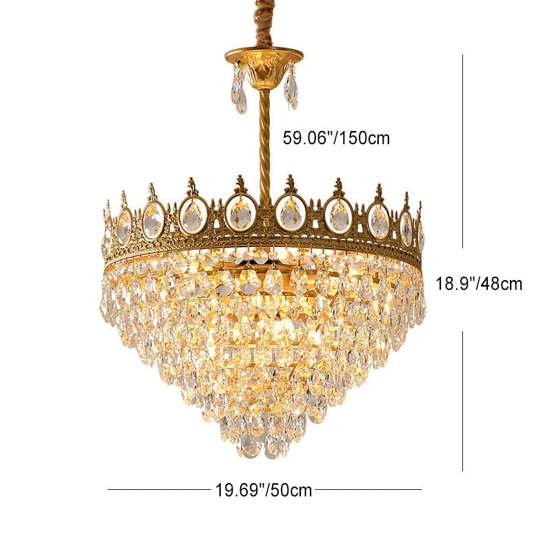 Traditional French Cone Iron Crystal 1/4/6 - Light Pendant Light For Living Room