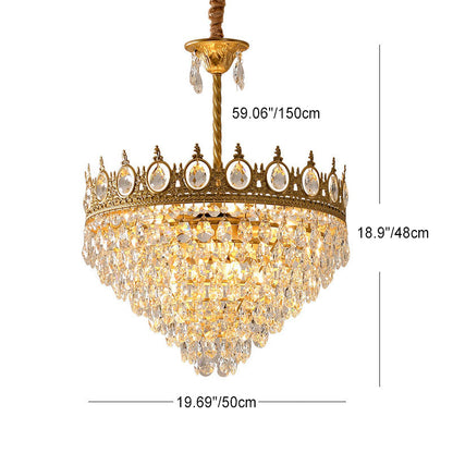 Traditional French Cone Iron Crystal 1/4/6 - Light Pendant Light For Living Room