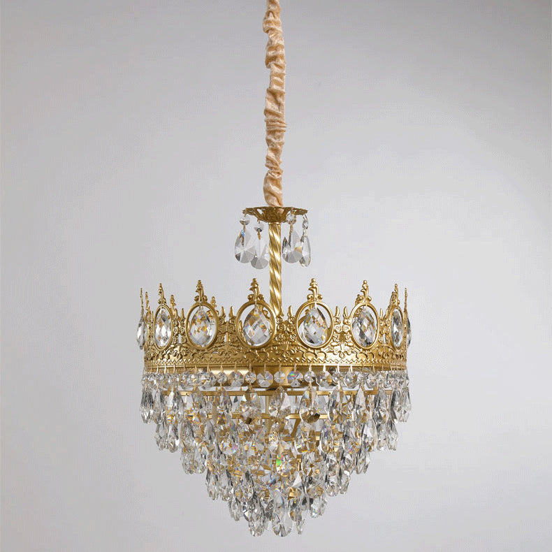 Traditional French Cone Iron Crystal 1/4/6 - Light Pendant Light For Living Room