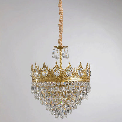 Traditional French Cone Iron Crystal 1/4/6 - Light Pendant Light For Living Room