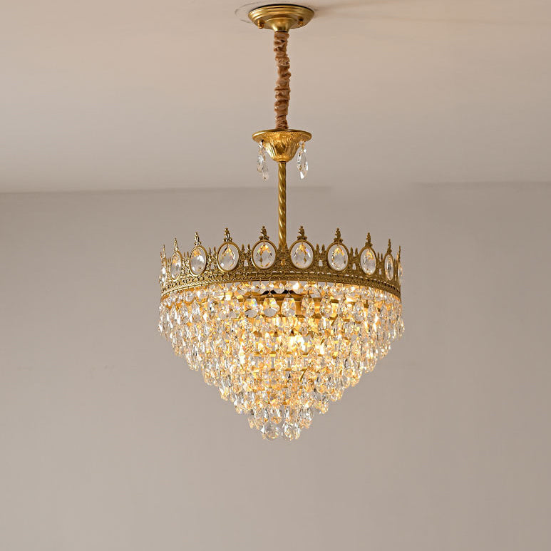 Traditional French Cone Iron Crystal 1/4/6 - Light Pendant Light For Living Room