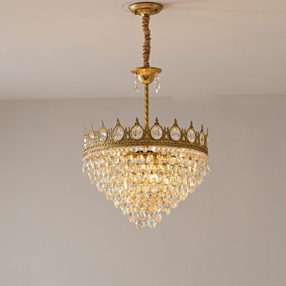 Traditional French Cone Iron Crystal 1/4/6 - Light Pendant Light For Living Room