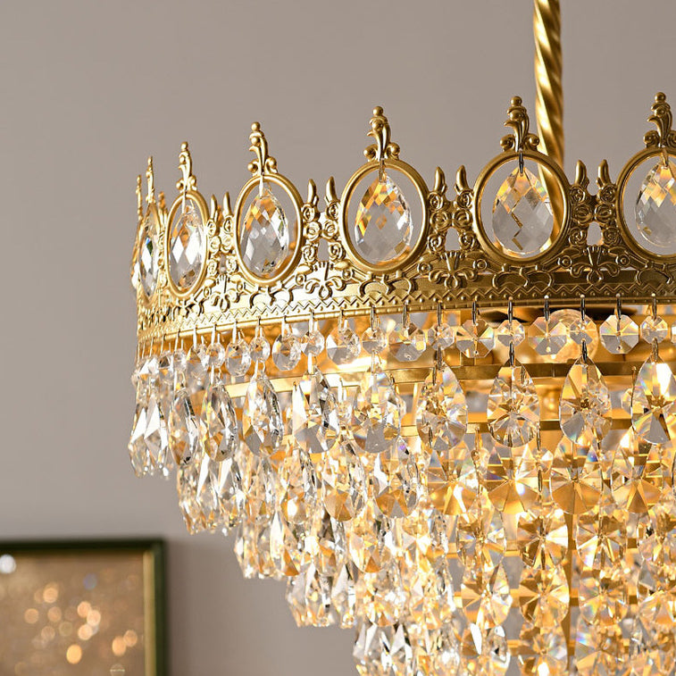Traditional French Cone Iron Crystal 1/4/6 - Light Pendant Light For Living Room