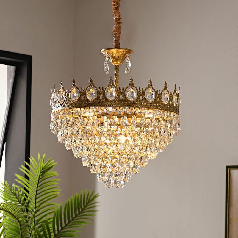 Traditional French Cone Iron Crystal 1/4/6 - Light Pendant Light For Living Room