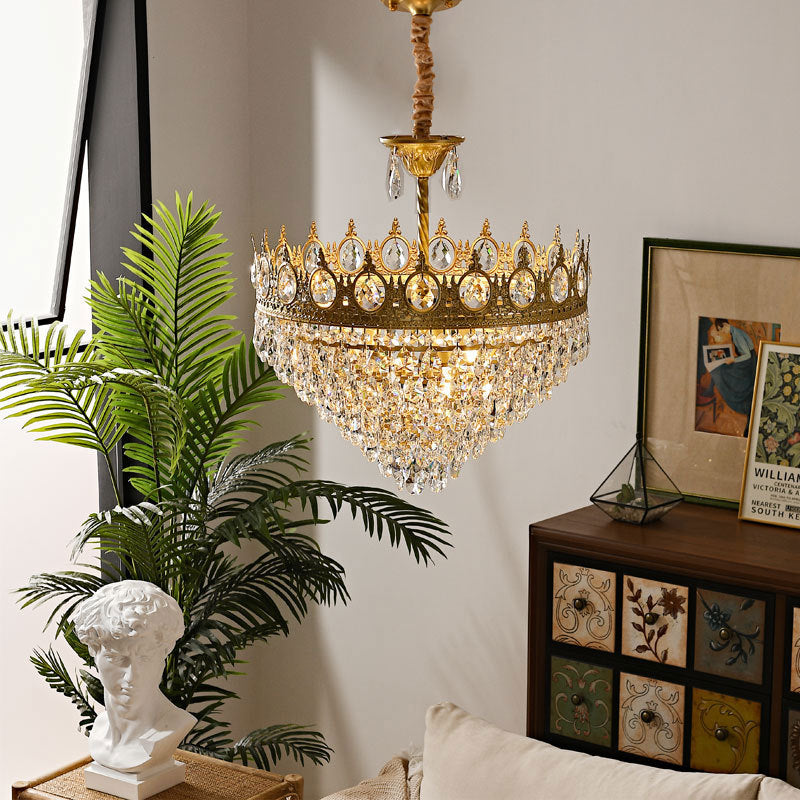 Traditional French Cone Iron Crystal 1/4/6 - Light Pendant Light For Living Room
