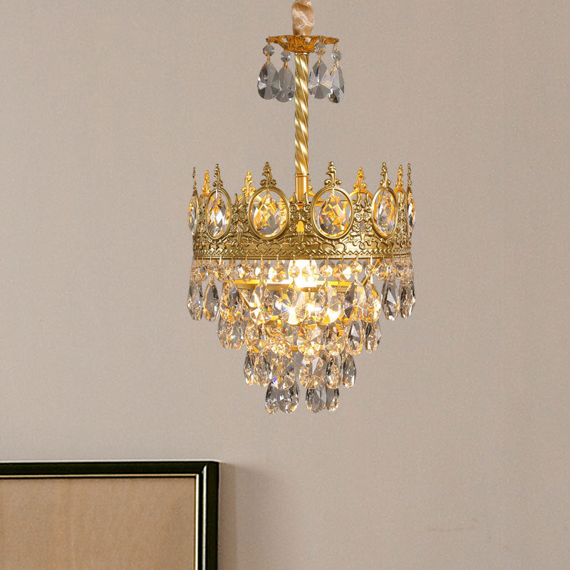 Traditional French Cone Iron Crystal 1/4/6 - Light Pendant Light For Living Room