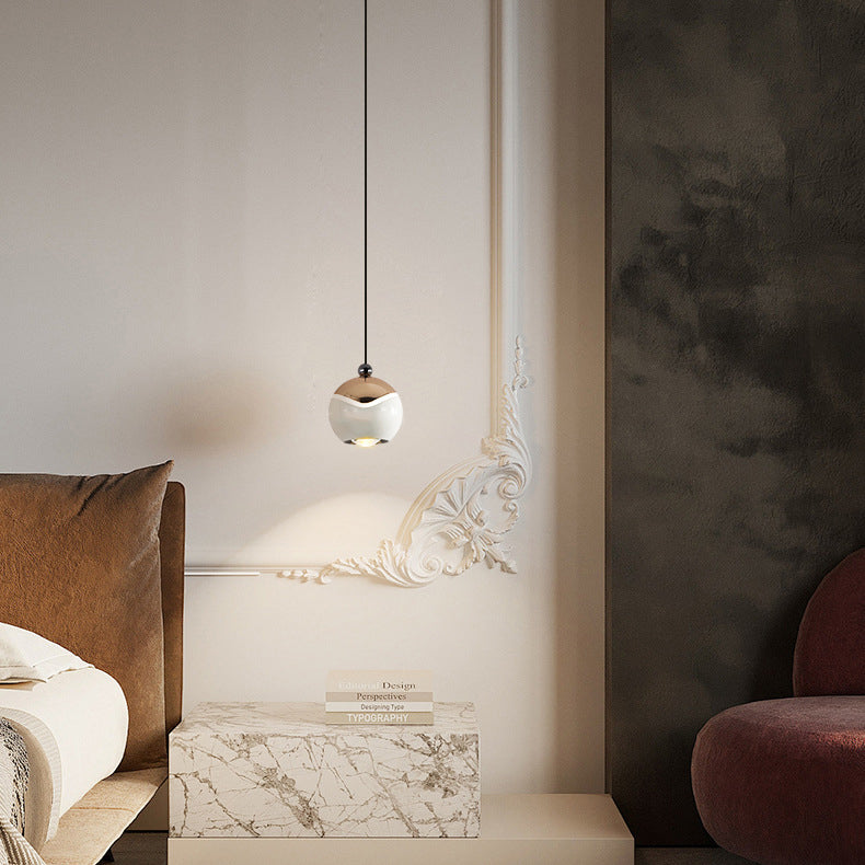 Contemporary Nordic Ball Aluminum Hardware LED Pendant Light For Bedroom