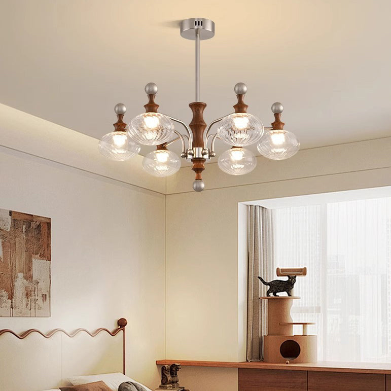 ثريات LED دائرية معاصرة من الحديد والزجاج لغرفة المعيشة 