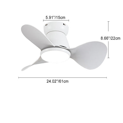 Contemporary Nordic Three Fan Blades Hardware Plastic Acrylic LED Downrods Ceiling Fan Light For Living Room