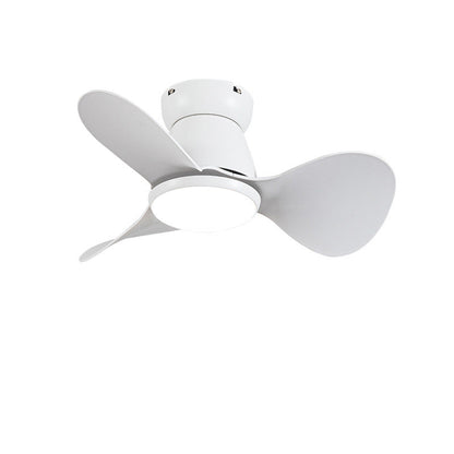 Contemporary Nordic Three Fan Blades Hardware Plastic Acrylic LED Downrods Ceiling Fan Light For Living Room