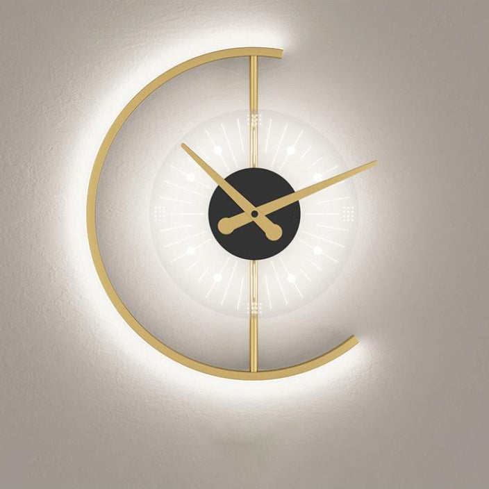 Contemporary Nordic Clock Shape Acrylic Iron LED Wall Sconce Lamp For Bedroom