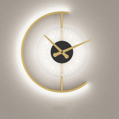 Contemporary Nordic Clock Shape Acrylic Iron LED Wall Sconce Lamp For Bedroom