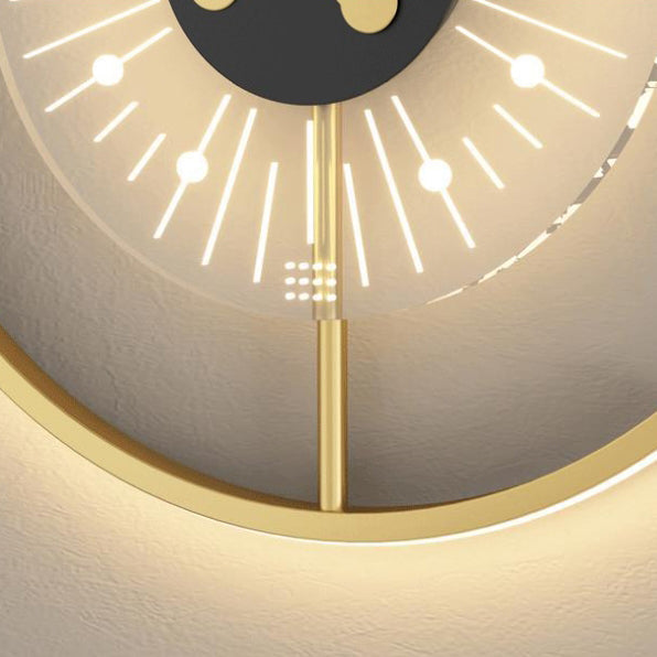 Contemporary Nordic Clock Shape Acrylic Iron LED Wall Sconce Lamp For Bedroom