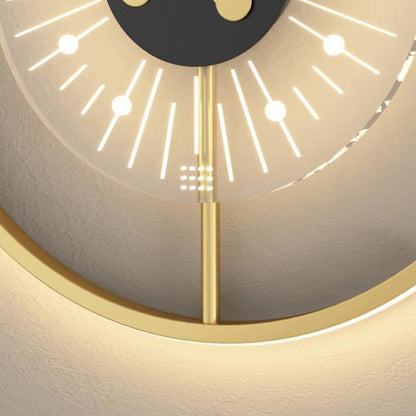 Contemporary Nordic Clock Shape Acrylic Iron LED Wall Sconce Lamp For Bedroom