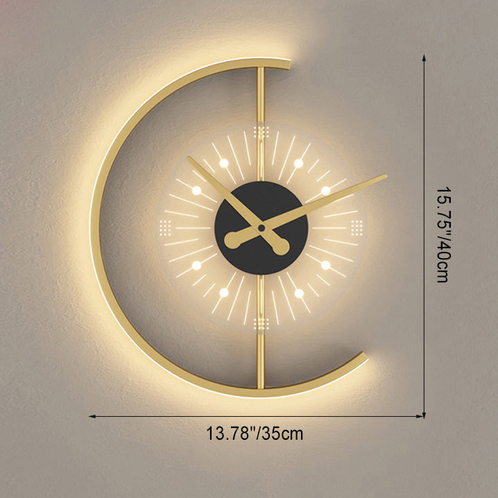 Contemporary Nordic Clock Shape Acrylic Iron LED Wall Sconce Lamp For Bedroom