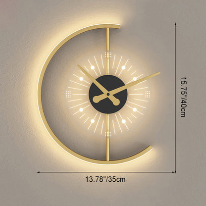 Contemporary Nordic Clock Shape Acrylic Iron LED Wall Sconce Lamp For Bedroom