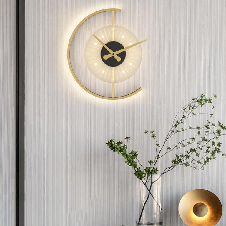 Contemporary Nordic Clock Shape Acrylic Iron LED Wall Sconce Lamp For Bedroom