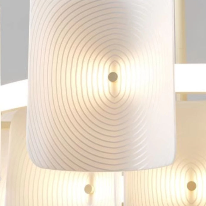 Traditional Japanese Dome Aluminum Acrylic LED Chandeliers For Living Room