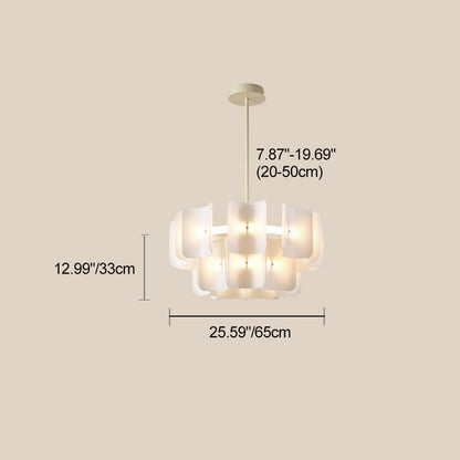 Traditional Japanese Dome Aluminum Acrylic LED Chandeliers For Living Room