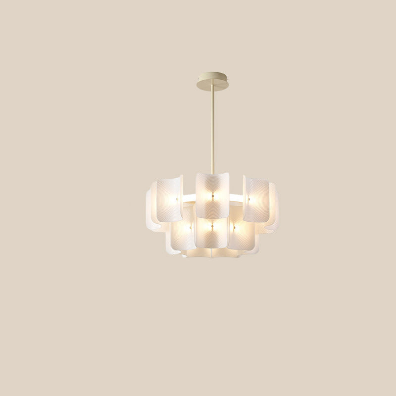Traditional Japanese Dome Aluminum Acrylic LED Chandeliers For Living Room