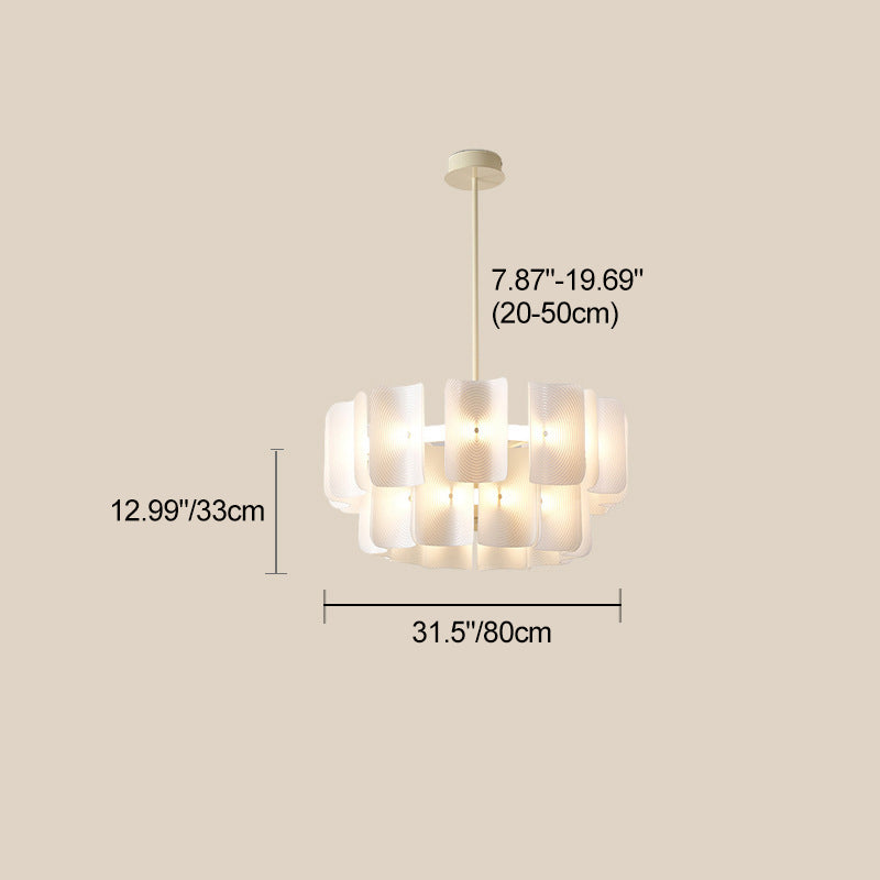 Traditional Japanese Dome Aluminum Acrylic LED Chandeliers For Living Room