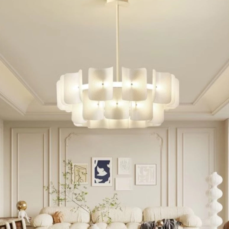 Traditional Japanese Dome Aluminum Acrylic LED Chandeliers For Living Room