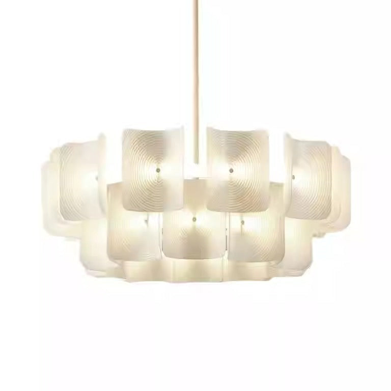 Traditional Japanese Dome Aluminum Acrylic LED Chandeliers For Living Room