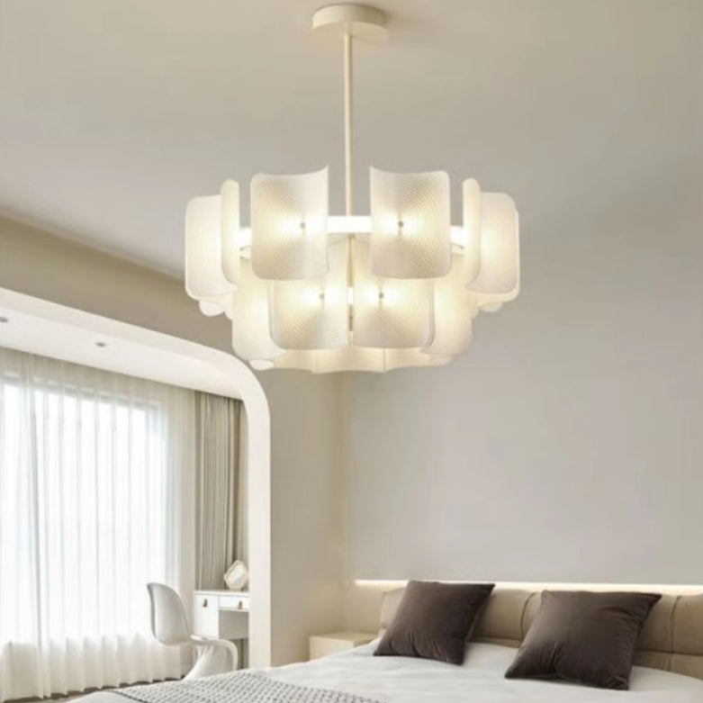 Traditional Japanese Dome Aluminum Acrylic LED Chandeliers For Living Room