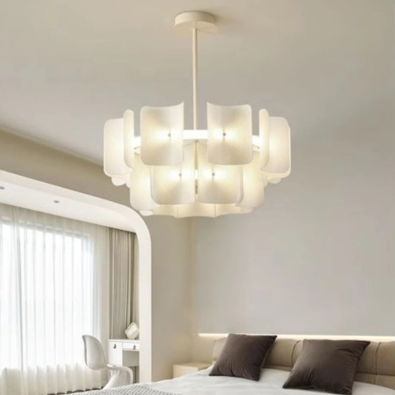 Traditional Japanese Dome Aluminum Acrylic LED Chandeliers For Living Room