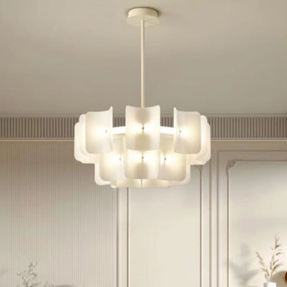 Traditional Japanese Dome Aluminum Acrylic LED Chandeliers For Living Room