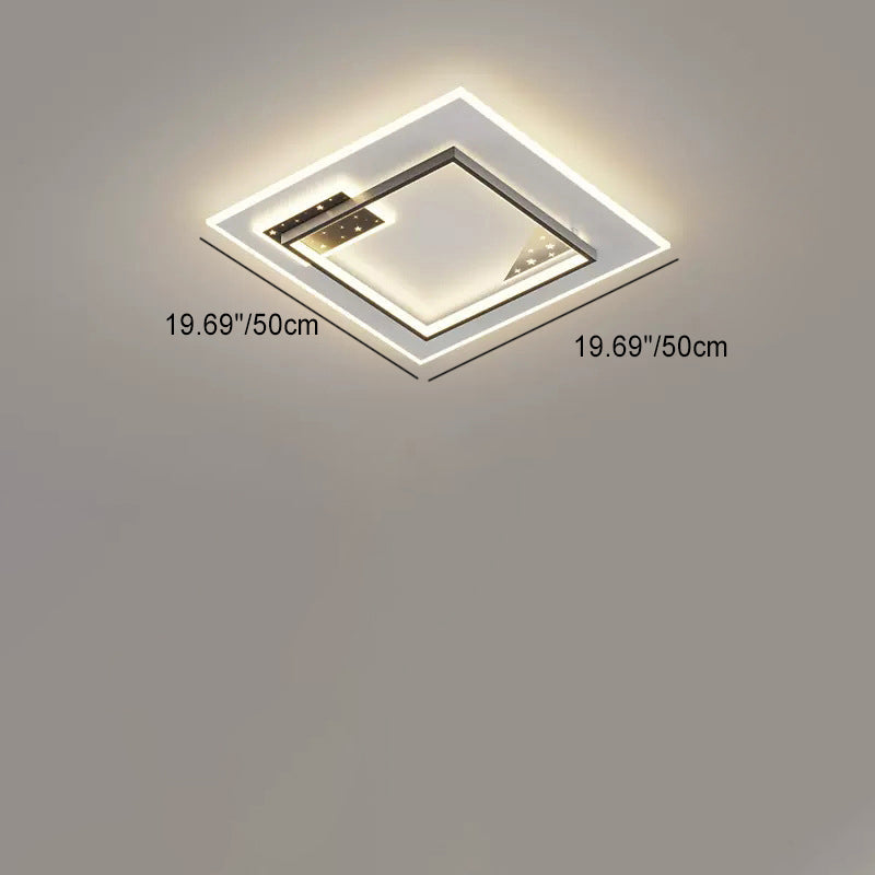 Contemporary Nordic Round Square Rectangle Splicing Acrylic Iron LED Flush Mount Ceiling Light For Bedroom