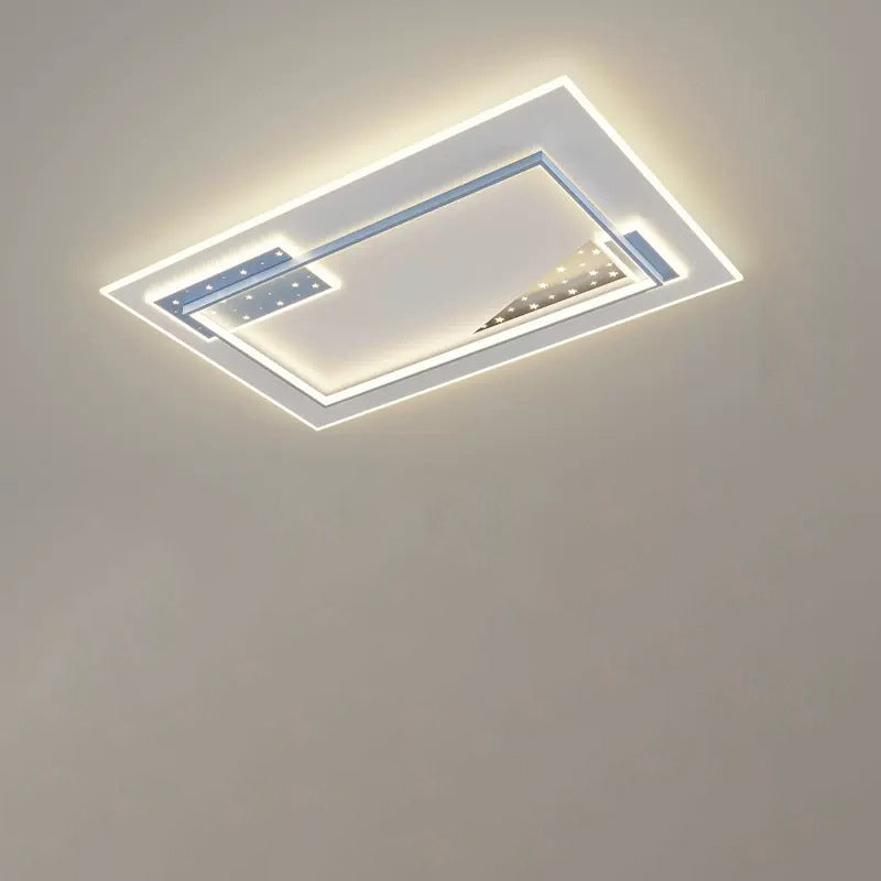 Contemporary Nordic Round Square Rectangle Splicing Acrylic Iron LED Flush Mount Ceiling Light For Bedroom