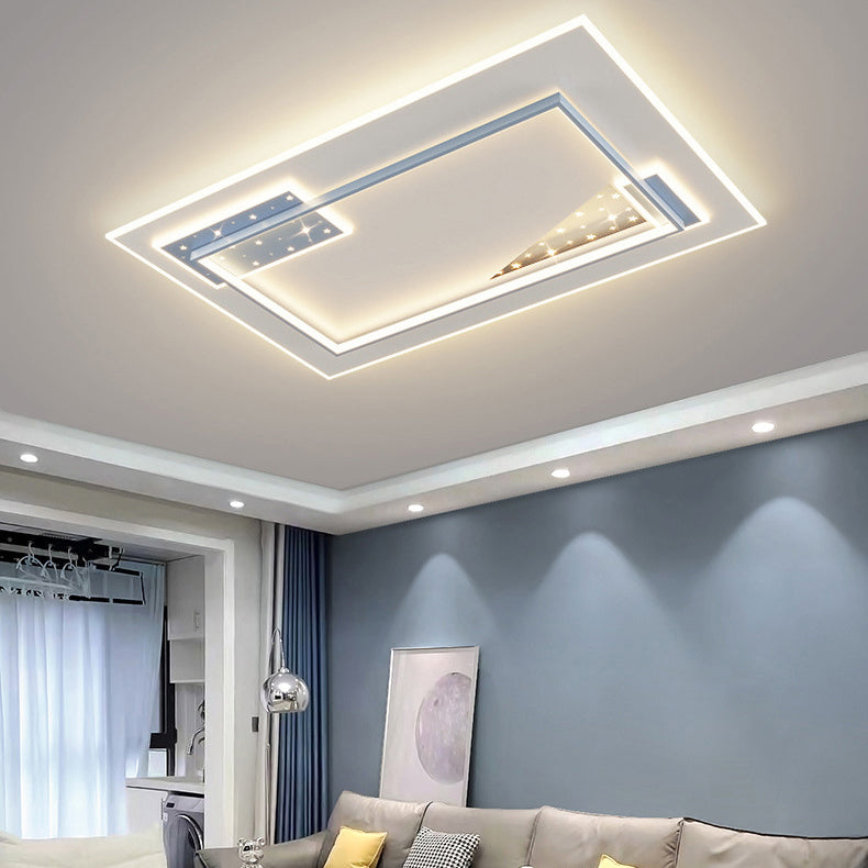 Contemporary Nordic Round Square Rectangle Splicing Acrylic Iron LED Flush Mount Ceiling Light For Bedroom