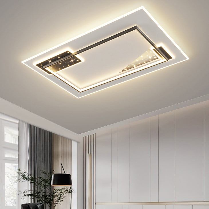 Contemporary Nordic Round Square Rectangle Splicing Acrylic Iron LED Flush Mount Ceiling Light For Bedroom