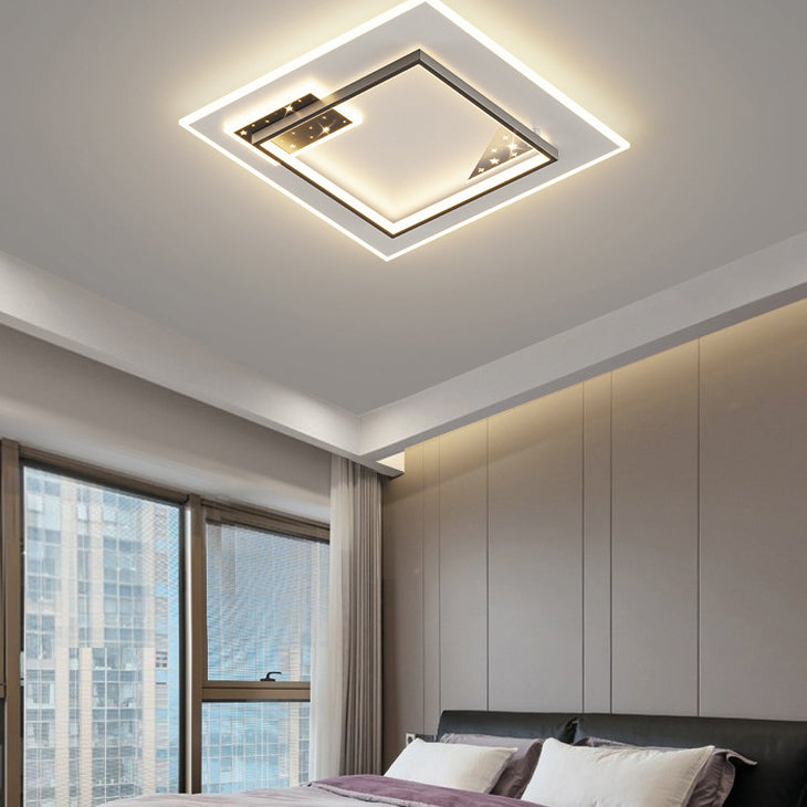 Contemporary Nordic Round Square Rectangle Splicing Acrylic Iron LED Flush Mount Ceiling Light For Bedroom