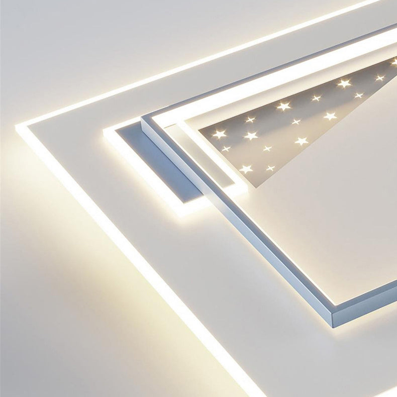 Contemporary Nordic Round Square Rectangle Splicing Acrylic Iron LED Flush Mount Ceiling Light For Bedroom