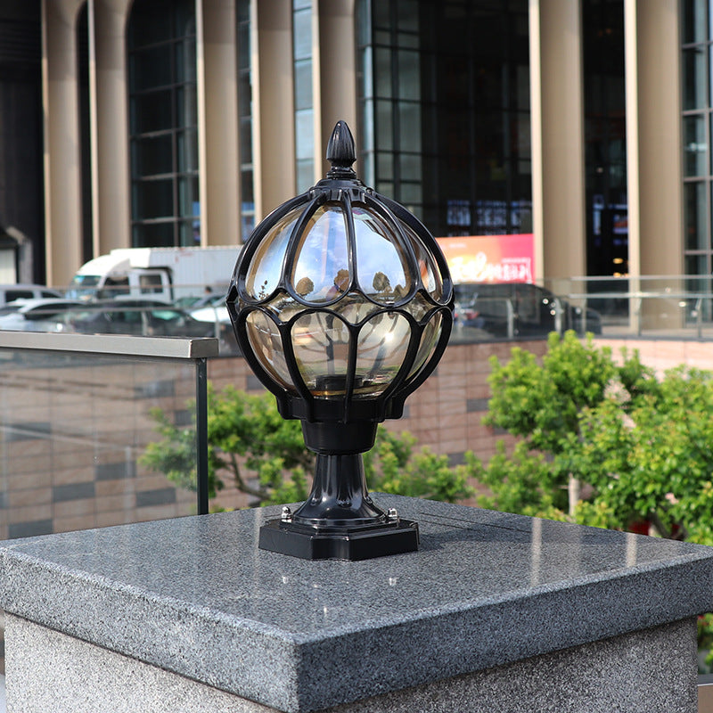 Contemporary Simplicity Round Waterproof Aluminum Glass 1 - Light Outdoor Post Light For Garden