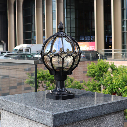 Contemporary Simplicity Round Waterproof Aluminum Glass 1 - Light Outdoor Post Light For Garden