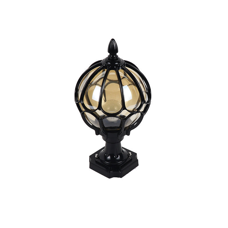 Contemporary Simplicity Round Waterproof Aluminum Glass 1 - Light Outdoor Post Light For Garden