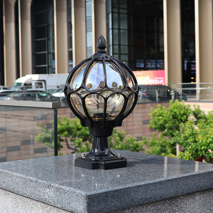 Contemporary Simplicity Round Waterproof Aluminum Glass 1 - Light Outdoor Post Light For Garden
