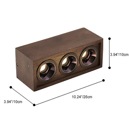 Modern Simplicity Square Cube Aluminum Walnut LED Flush Mount Ceiling Light For Living Room