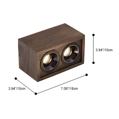 Modern Simplicity Square Cube Aluminum Walnut LED Flush Mount Ceiling Light For Living Room