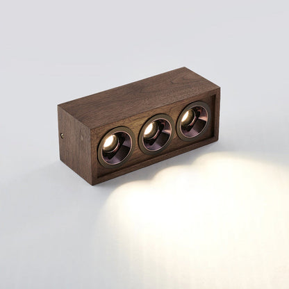 Modern Simplicity Square Cube Aluminum Walnut LED Flush Mount Ceiling Light For Living Room